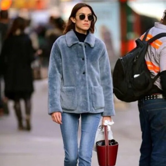 Reiss Alexia Faux Fur Coat Grey - Size M